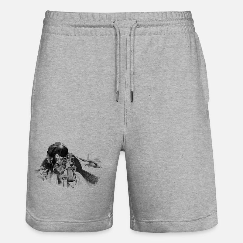 Fighter pilot - Stanley/Stella Unisex Bio Joggingshorts Trainer  - Grau meliert