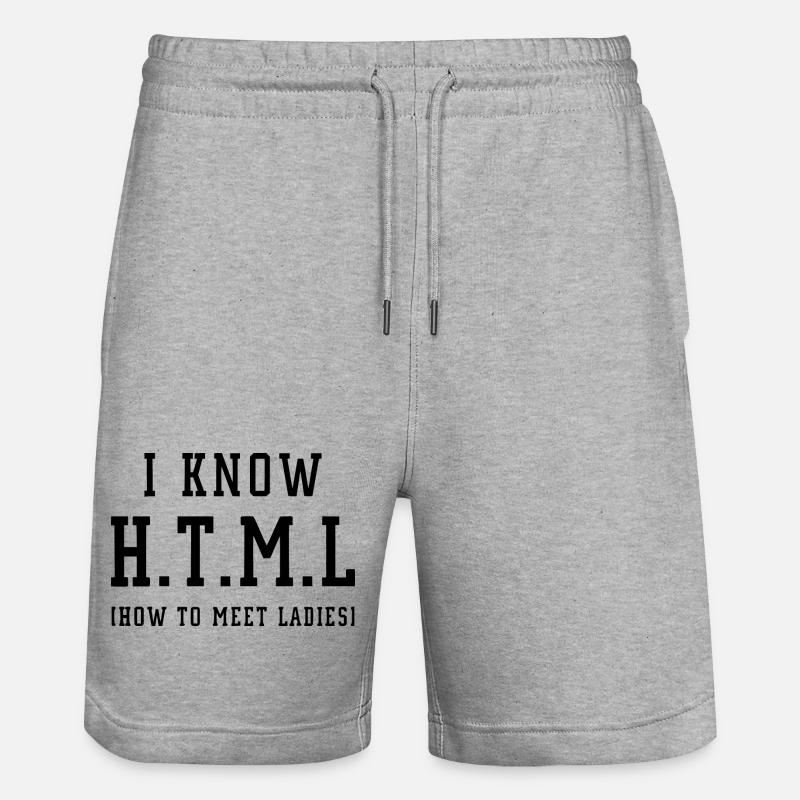 I know HTML - Stanley/Stella Trainer Unisex Organic Jogging Shorts - heather grey