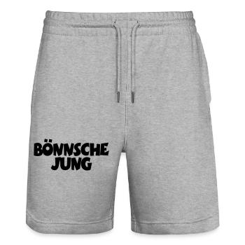 Bönnsche Jung - Unser Mann aus Bonn am Rhein - Stanley/Stella Unisex Bio Joggingshorts Trainer  - Grau meliert - Vorne - Nik (191cm) & Marisol (170cm)
