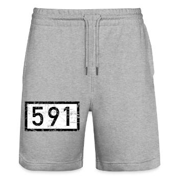 Rheinkilometer 591 - Koblenz am Rhein (Vintage) - Stanley/Stella Unisex Bio Joggingshorts Trainer  - Grau meliert - Vorne - Nik (191cm) & Marisol (170cm)