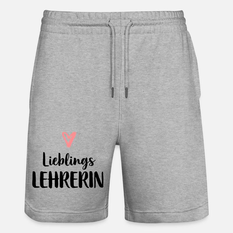 Lieblings Lehrerin Herz Geschenk Schule - Stanley/Stella Unisex Bio Joggingshorts Trainer  - Grau meliert