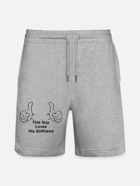 This Guy Loves His Girlfriend - Stanley/Stella Trainer Unisex Organic Jogging Shorts - heather grey
