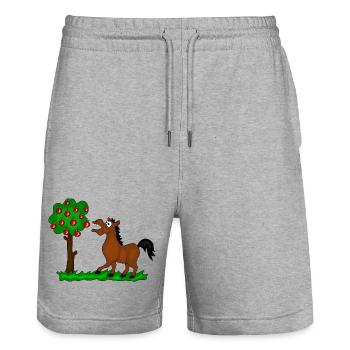 pferd baum - Stanley/Stella Unisex Bio Joggingshorts Trainer  - Grau meliert - Vorne - Nik (191cm) & Marisol (170cm)