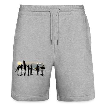 surfing - Stanley/Stella Unisex Bio Joggingshorts Trainer  - Grau meliert - Vorne - Nik (191cm) & Marisol (170cm)