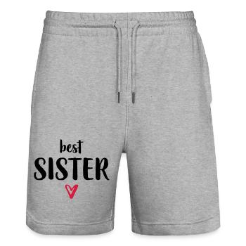 meilleure soeur je coeur cadeau soeur frères et sœurs - Short de jogging bio TRAINER Stanley/Stella unisexe - gris chiné - Devant - Nik (191cm) & Marisol (170cm)