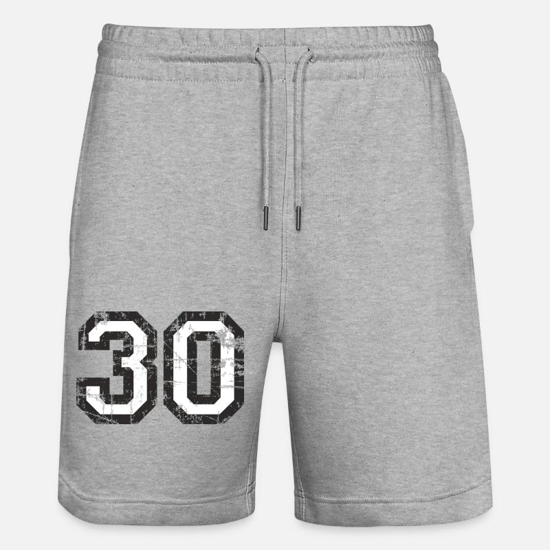 Nombre 30 Trente Design Anniversaire - Short de jogging bio TRAINER Stanley/Stella unisexe - gris chiné