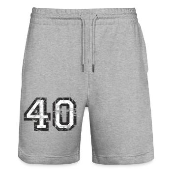 Number 40 Forty 40th Birthday Design (EU) - Stanley/Stella Trainer Unisex Organic Jogging Shorts - heather grey - Front - Nik (191cm) & Marisol (170cm)