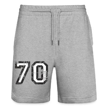 Number 70 Seventy 70th Birthday Design (EU) - Stanley/Stella Trainer Unisex Organic Jogging Shorts - heather grey - Front - Nik (191cm) & Marisol (170cm)