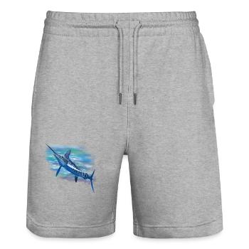 swordfish - Stanley/Stella Trainer Unisex Organic Jogging Shorts - heather grey - Front - Nik (191cm) & Marisol (170cm)