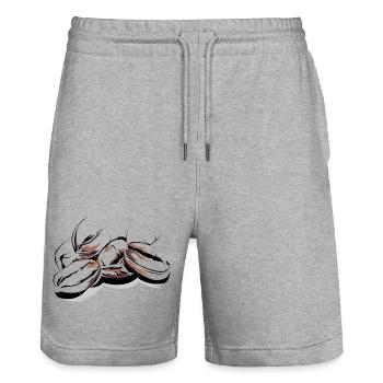 Grains de café Cafe Illustration Logo Coffee Time - Short de jogging bio TRAINER Stanley/Stella unisexe - gris chiné - Devant - Nik (191cm) & Marisol (170cm)