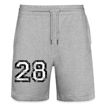 Zahl 28 (Vintage Weiß) 28. Geburtstag N. 28 - Stanley/Stella Unisex Bio Joggingshorts Trainer  - Grau meliert - Vorne - Nik (191cm) & Marisol (170cm)