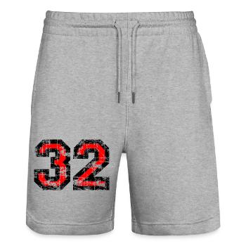 Zahl 32 (Vintage Rot 32. Geburtstag Nr. 32 - Stanley/Stella Unisex Bio Joggingshorts Trainer  - Grau meliert - Vorne - Nik (191cm) & Marisol (170cm)