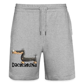 Desideria der Dackel - Stanley/Stella Unisex Bio Joggingshorts Trainer  - Grau meliert - Vorne - Nik (191cm) & Marisol (170cm)