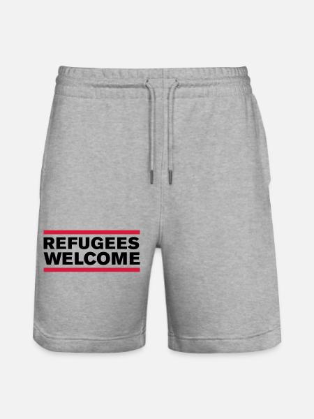 politik refugees welcome - Stanley/Stella Unisex Bio Joggingshorts Trainer  - Grau meliert