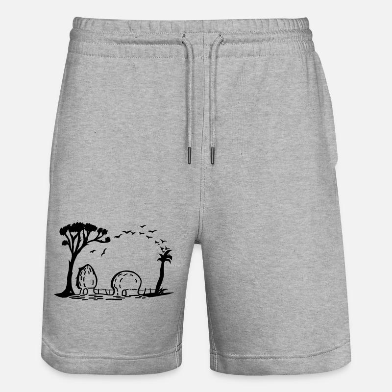 Eléphant village Illusion d’optique - Short de jogging bio TRAINER Stanley/Stella unisexe - gris chiné