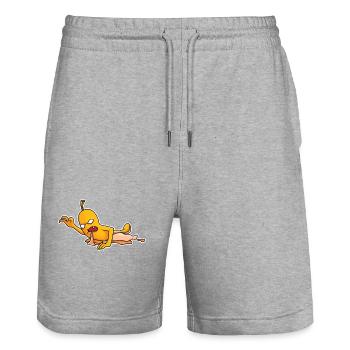Zombie-Banane - Stanley/Stella Unisex Bio Joggingshorts Trainer  - Grau meliert - Vorne - Nik (191cm) & Marisol (170cm)