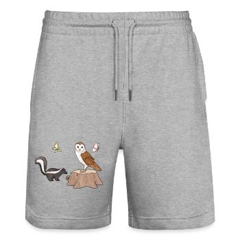 Skunk und Eule.png - Stanley/Stella Unisex Bio Joggingshorts Trainer  - Grau meliert - Vorne - Nik (191cm) & Marisol (170cm)