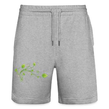 Feuilles de plantes vertes Changement climatique environnement Vegan - Short de jogging bio TRAINER Stanley/Stella unisexe - gris chiné - Devant - Nik (191cm) & Marisol (170cm)