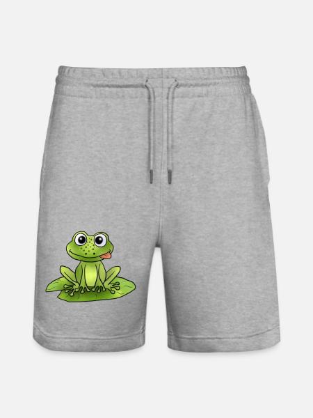 Frosch auf Seerose - Stanley/Stella Unisex Bio Joggingshorts Trainer - Grau meliert