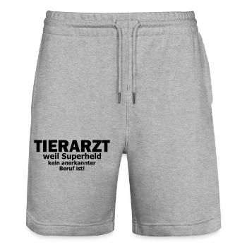 Tierarzt - Stanley/Stella Unisex Bio Joggingshorts Trainer  - Grau meliert - Vorne - Nik (191cm) & Marisol (170cm)