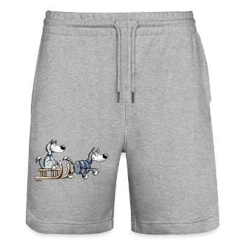 Schlittenhund Team - Stanley/Stella Unisex Bio Joggingshorts Trainer  - Grau meliert - Vorne - Nik (191cm) & Marisol (170cm)