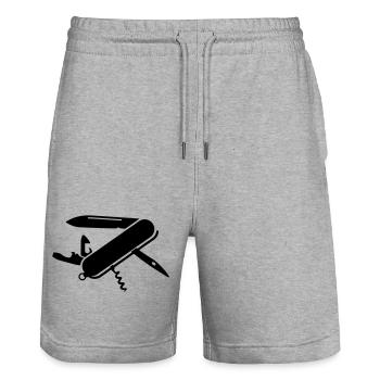 army knife - Stanley/Stella Trainer Unisex Organic Jogging Shorts - heather grey - Front - Nik (191cm) & Marisol (170cm)