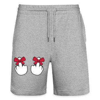 2 haende wichser mittelfinger zeigen beleidigen fi - Stanley/Stella Unisex Bio Joggingshorts Trainer  - Grau meliert - Vorne - Nik (191cm) & Marisol (170cm)