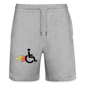 Rollstuhlfahrer mit Flammen # - Stanley/Stella Unisex Bio Joggingshorts Trainer  - Grau meliert - Vorne - Nik (191cm) & Marisol (170cm)