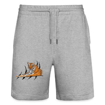 Tiger - Stanley/Stella Trainer Unisex Organic Jogging Shorts - heather grey - Front - Nik (191cm) & Marisol (170cm)