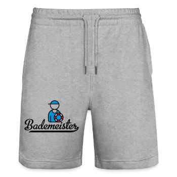 Lustige Geschenke für Bademeister - Stanley/Stella Unisex Bio Joggingshorts Trainer  - Grau meliert - Vorne - Nik (191cm) & Marisol (170cm)
