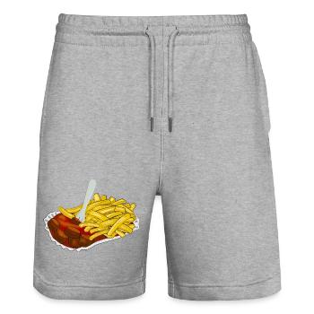 Currywurst mit Pommes - Stanley/Stella Unisex Bio Joggingshorts Trainer  - Grau meliert - Vorne - Nik (191cm) & Marisol (170cm)