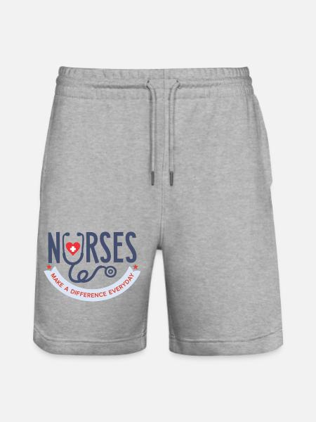 Nurses Make a Difference Everyday T-Shirt - Stanley/Stella Trainer Unisex Organic Jogging Shorts - heather grey
