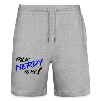 Nerd Graffiti Blau - Stanley/Stella Unisex Bio Joggingshorts Trainer  - Grau meliert - Vorne - Nik (191cm) & Marisol (170cm)