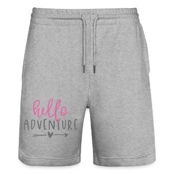 Design d'aventure  - Short de jogging bio TRAINER Stanley/Stella unisexe - gris chiné - Devant - Nik (191cm) & Marisol (170cm)