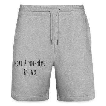 Relax / Humour / Fainéant / Paresse / Drôle Stress - Short de jogging bio TRAINER Stanley/Stella unisexe - gris chiné - Devant - Nik (191cm) & Marisol (170cm)