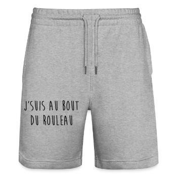 J'Suis Au Bout du Rouleau / TPMP / Humour / Drôle - Short de jogging bio TRAINER Stanley/Stella unisexe - gris chiné - Devant - Nik (191cm) & Marisol (170cm)