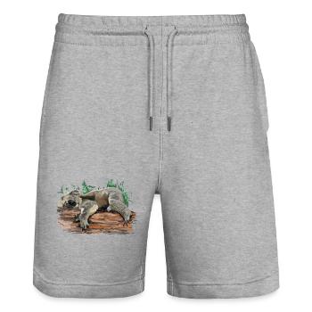 koala bear - Stanley/Stella Trainer Unisex Organic Jogging Shorts - heather grey - Front - Nik (191cm) & Marisol (170cm)