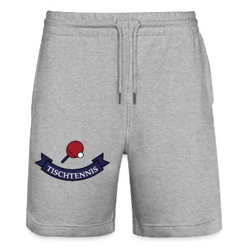 Lustiges Geschenk für Tischtennis Spieler - Stanley/Stella Unisex Bio Joggingshorts Trainer  - Grau meliert - Vorne - Nik (191cm) & Marisol (170cm)