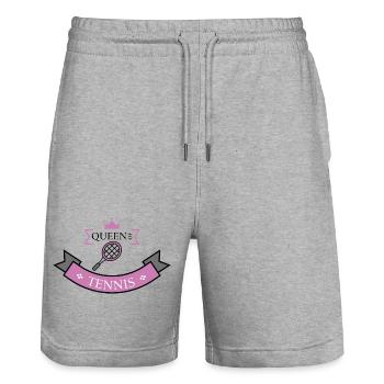 Reine du tennis - Short de jogging bio TRAINER Stanley/Stella unisexe - gris chiné - Devant - Nik (191cm) & Marisol (170cm)