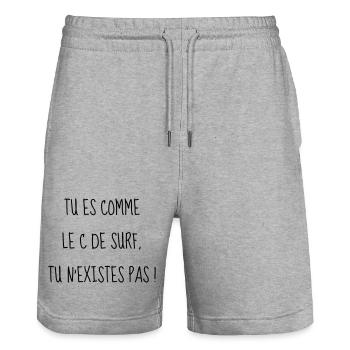 Cinéma / Citation / Série télé / Geek - Short de jogging bio TRAINER Stanley/Stella unisexe - gris chiné - Devant - Nik (191cm) & Marisol (170cm)