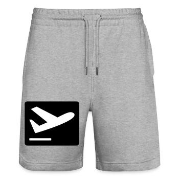 Airplane taking off - Stanley/Stella Trainer Unisex Organic Jogging Shorts - heather grey - Front - Nik (191cm) & Marisol (170cm)