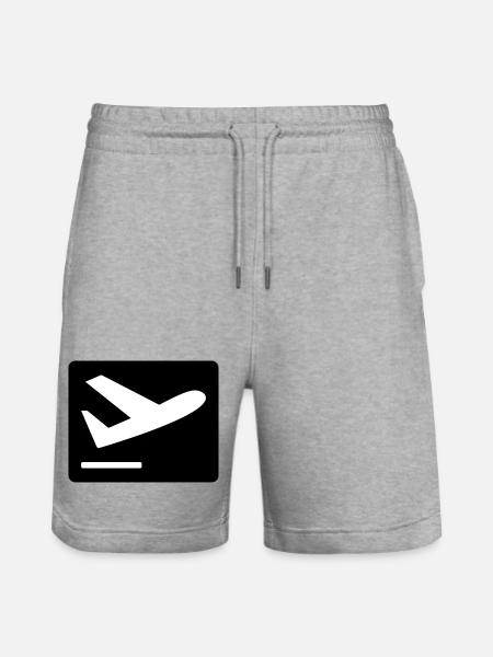 Airplane taking off - Stanley/Stella Trainer Unisex Organic Jogging Shorts - heather grey