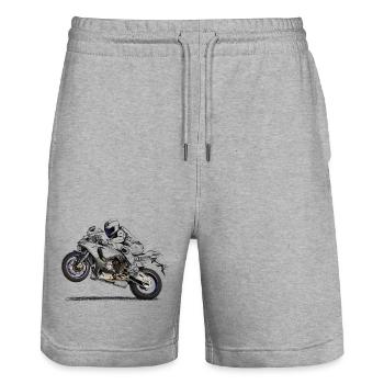 Motorcycle - Stanley/Stella Trainer Unisex Organic Jogging Shorts - heather grey - Front - Nik (191cm) & Marisol (170cm)