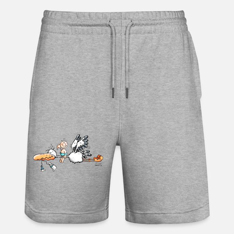 Cigogne apporte bébé - Short de jogging bio TRAINER Stanley/Stella unisexe - gris chiné
