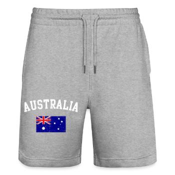 Australia Arch Flag Graphic - Stanley/Stella Trainer Unisex Organic Jogging Shorts - heather grey - Front - Nik (191cm) & Marisol (170cm)