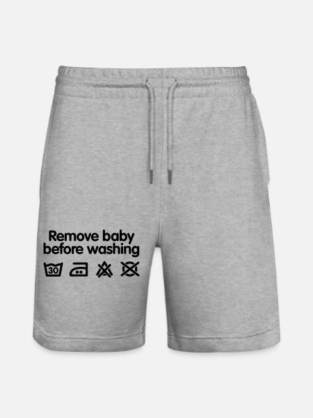 Remove baby before washing - Stanley/Stella Trainer Unisex Organic Jogging Shorts - heather grey