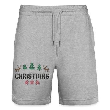 Christmas - Stanley/Stella Trainer Unisex Organic Jogging Shorts - heather grey - Front - Nik (191cm) & Marisol (170cm)