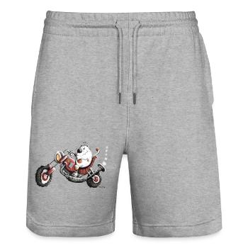 Chat Moto - Short de jogging bio TRAINER Stanley/Stella unisexe - gris chiné - Devant - Nik (191cm) & Marisol (170cm)