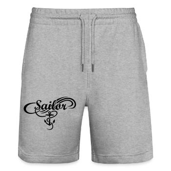 Sailor Anker Waves Segler Segel Segeln - Stanley/Stella Unisex Bio Joggingshorts Trainer  - Grau meliert - Vorne - Nik (191cm) & Marisol (170cm)