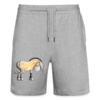 Drolliger Norweger - Stanley/Stella Unisex Bio Joggingshorts Trainer  - Grau meliert - Vorne - Nik (191cm) & Marisol (170cm)